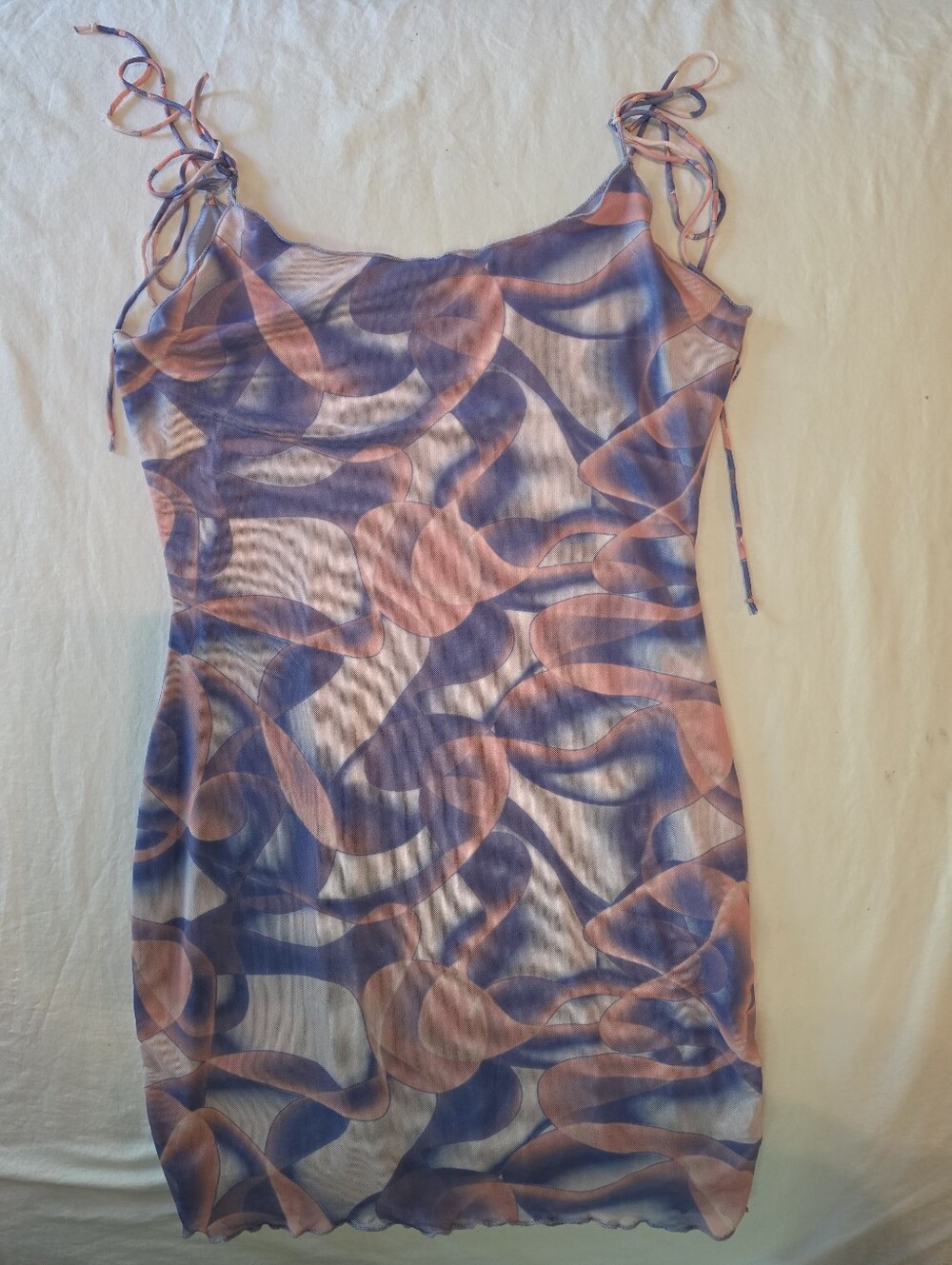 Blanc Clothing Abstract Mesh Layered Mini Dress L